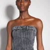 Women MUGLER washed black spiral denim bustier