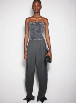 Women MUGLER washed black spiral denim bustier