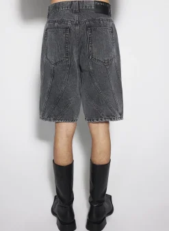 Women MUGLER washed black spiral denim shorts