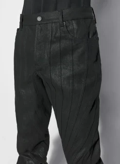 Women MUGLER waxed black spiral baggy jeans