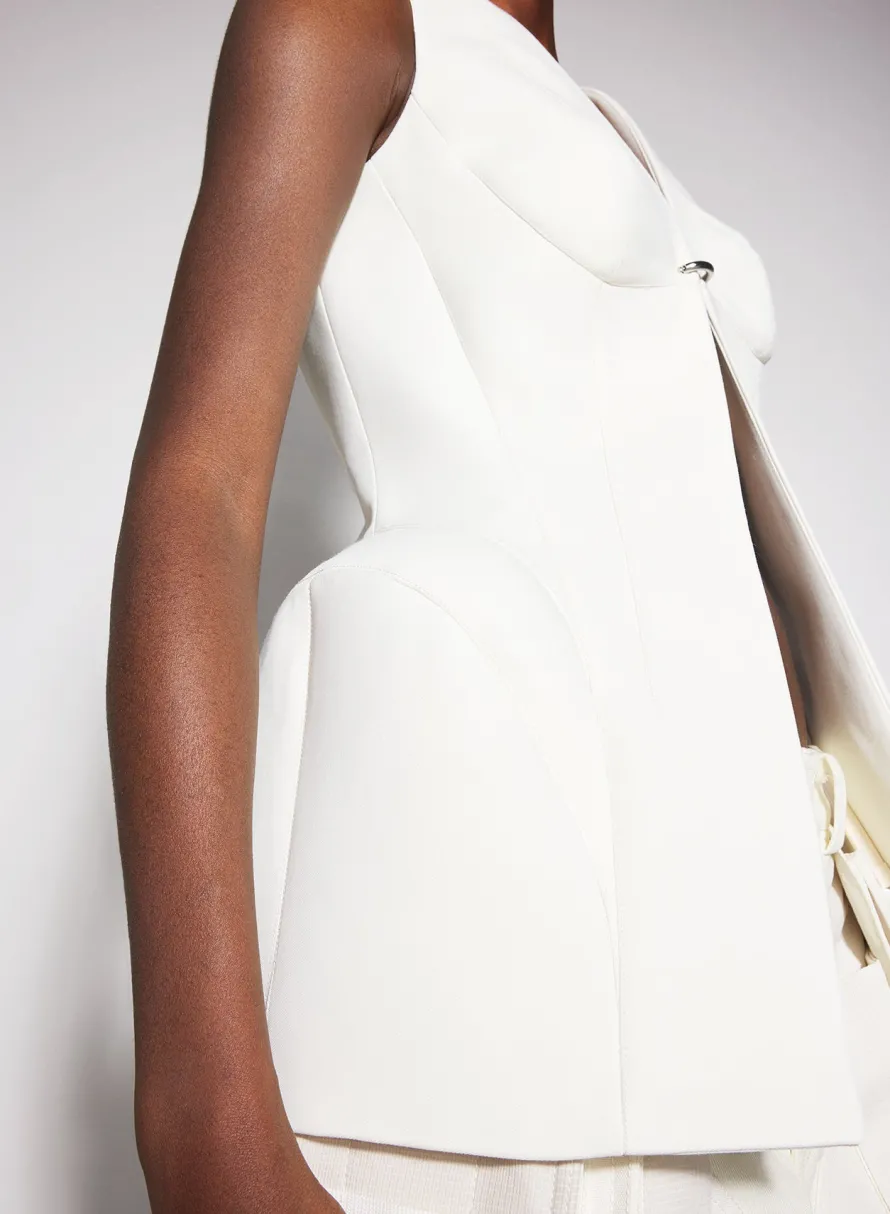 Women MUGLER white corseted pierced vest