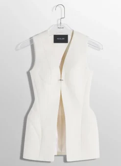 Women MUGLER white corseted pierced vest