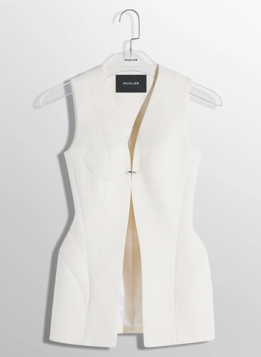 Women MUGLER white corseted pierced vest