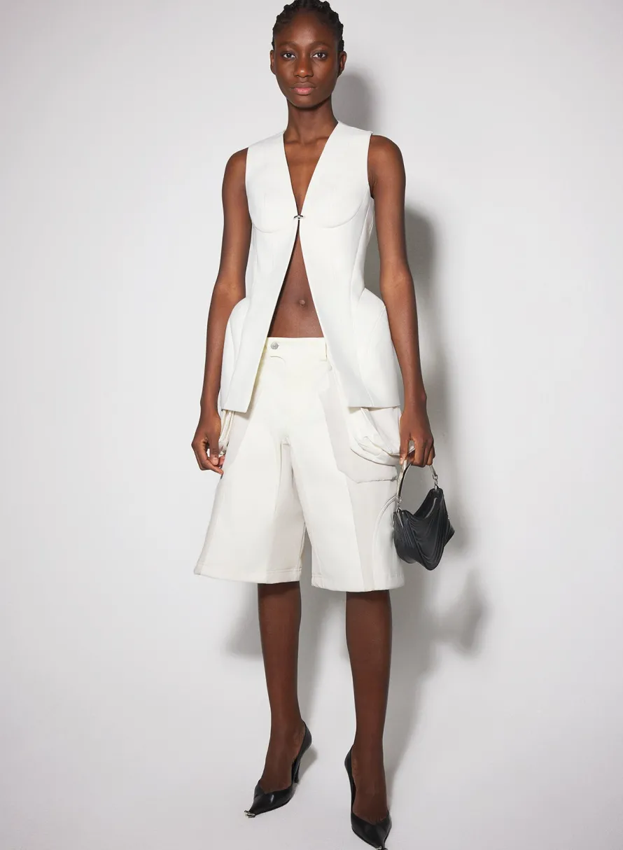 Women MUGLER white corseted pierced vest