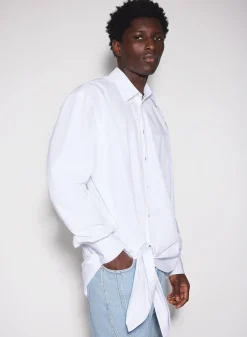 Women MUGLER white knotted poplin shirt