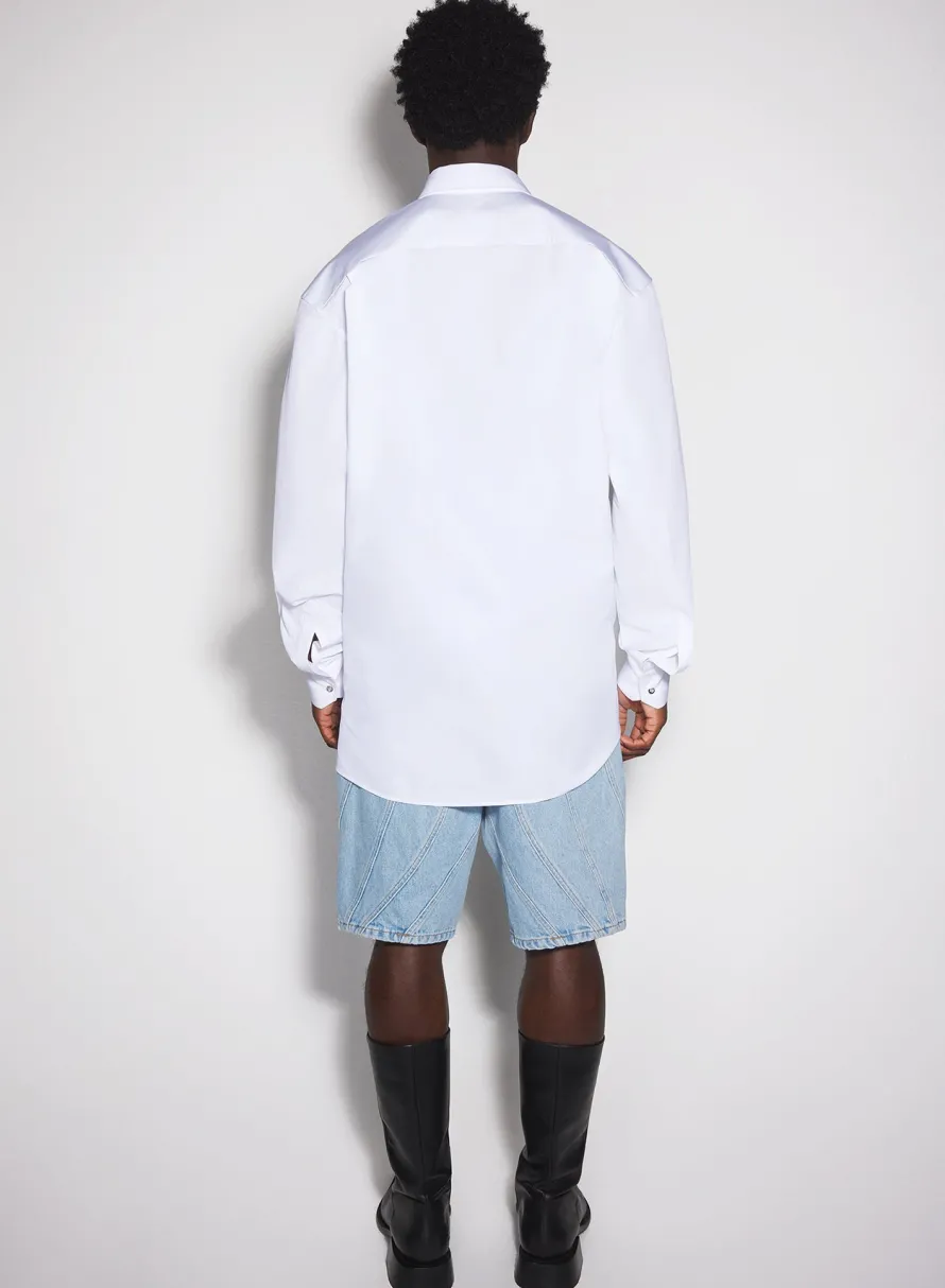 Women MUGLER white knotted poplin shirt
