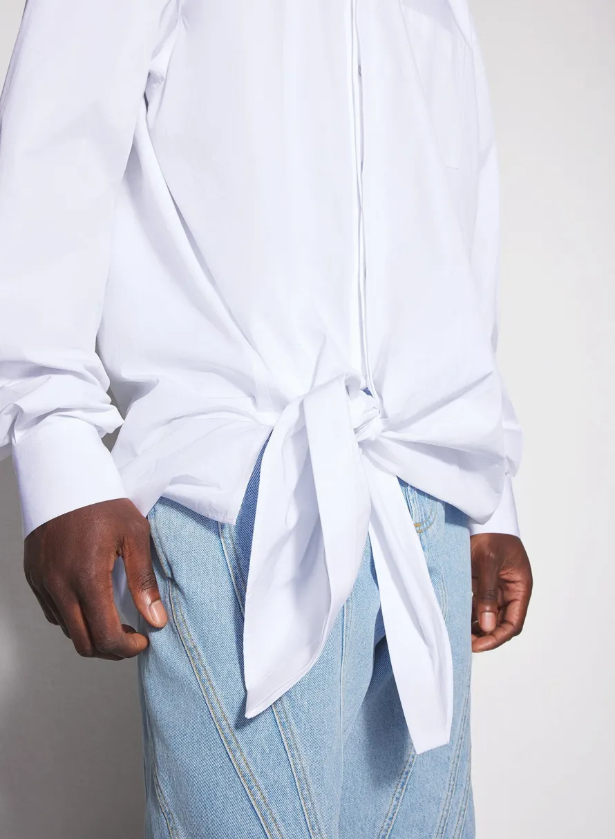 Women MUGLER white knotted poplin shirt