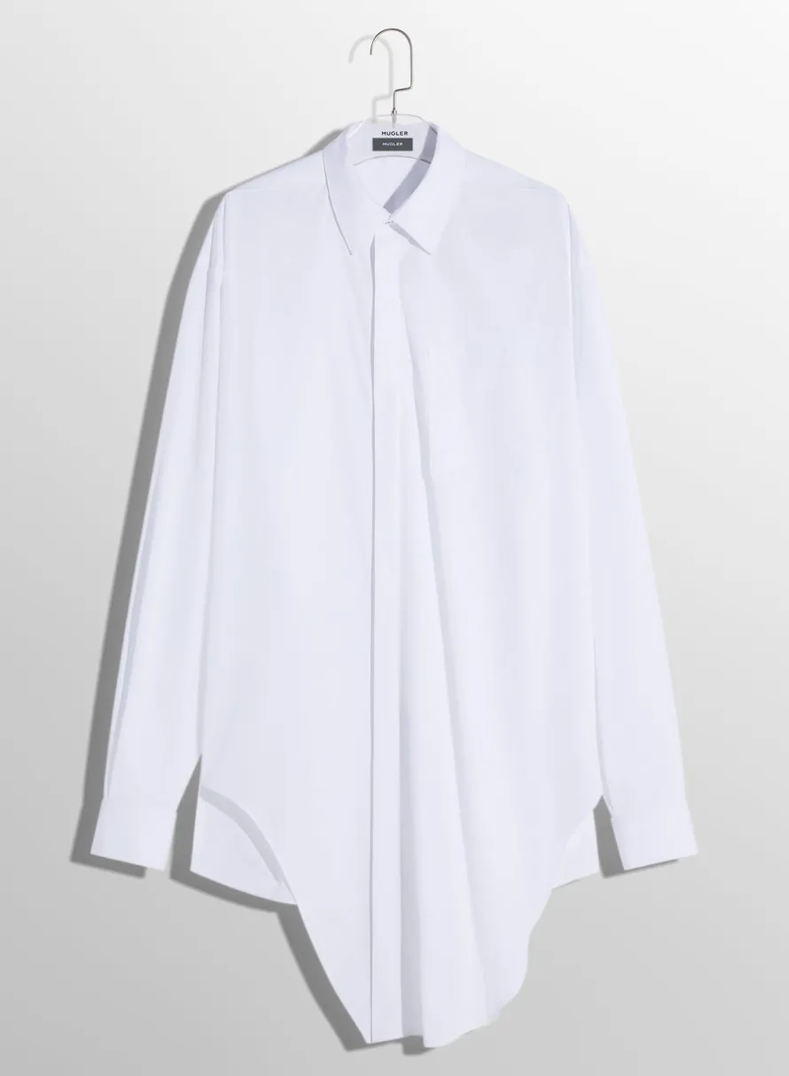 Women MUGLER white knotted poplin shirt
