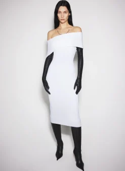 Women MUGLER white off-shoulder sculpting knit dress