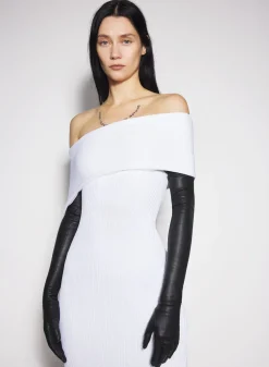 Women MUGLER white off-shoulder sculpting knit dress