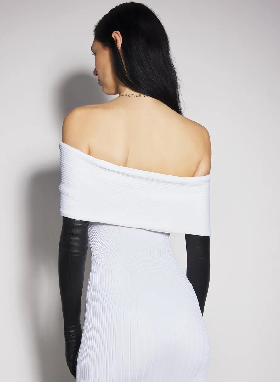 Women MUGLER white off-shoulder sculpting knit dress