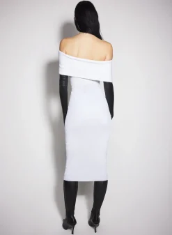 Women MUGLER white off-shoulder sculpting knit dress