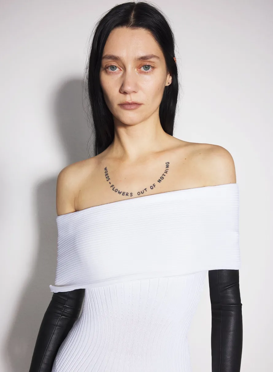 Women MUGLER white off-shoulder sculpting knit dress