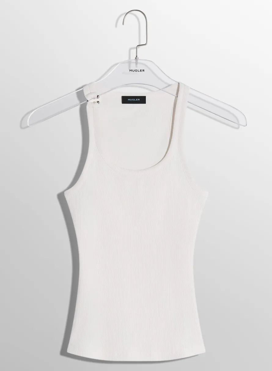 Women MUGLER white pierced tank top
