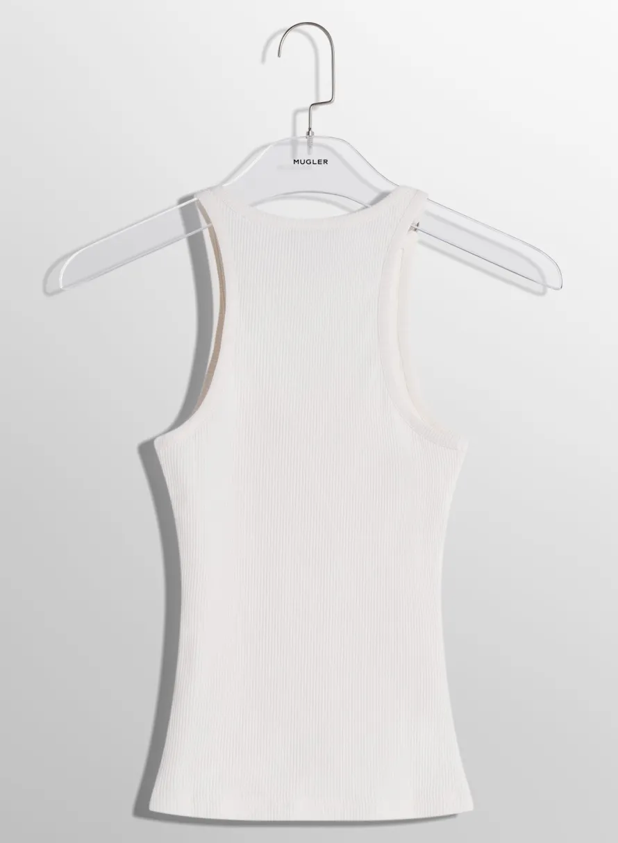 Women MUGLER white pierced tank top