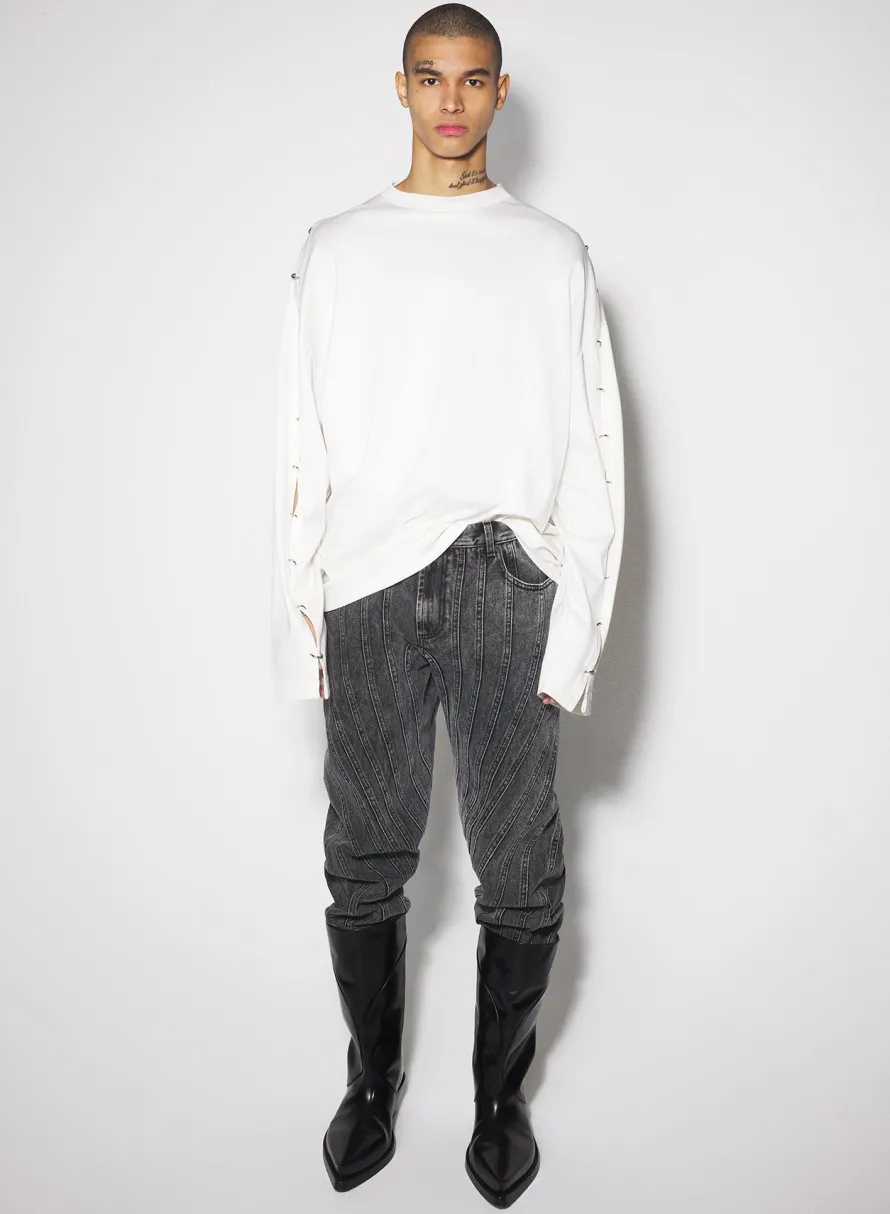 Women MUGLER white pierced T-shirt