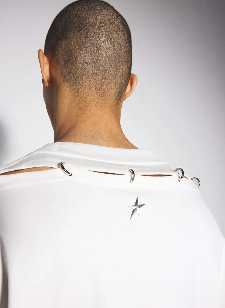 Women MUGLER white pierced T-shirt