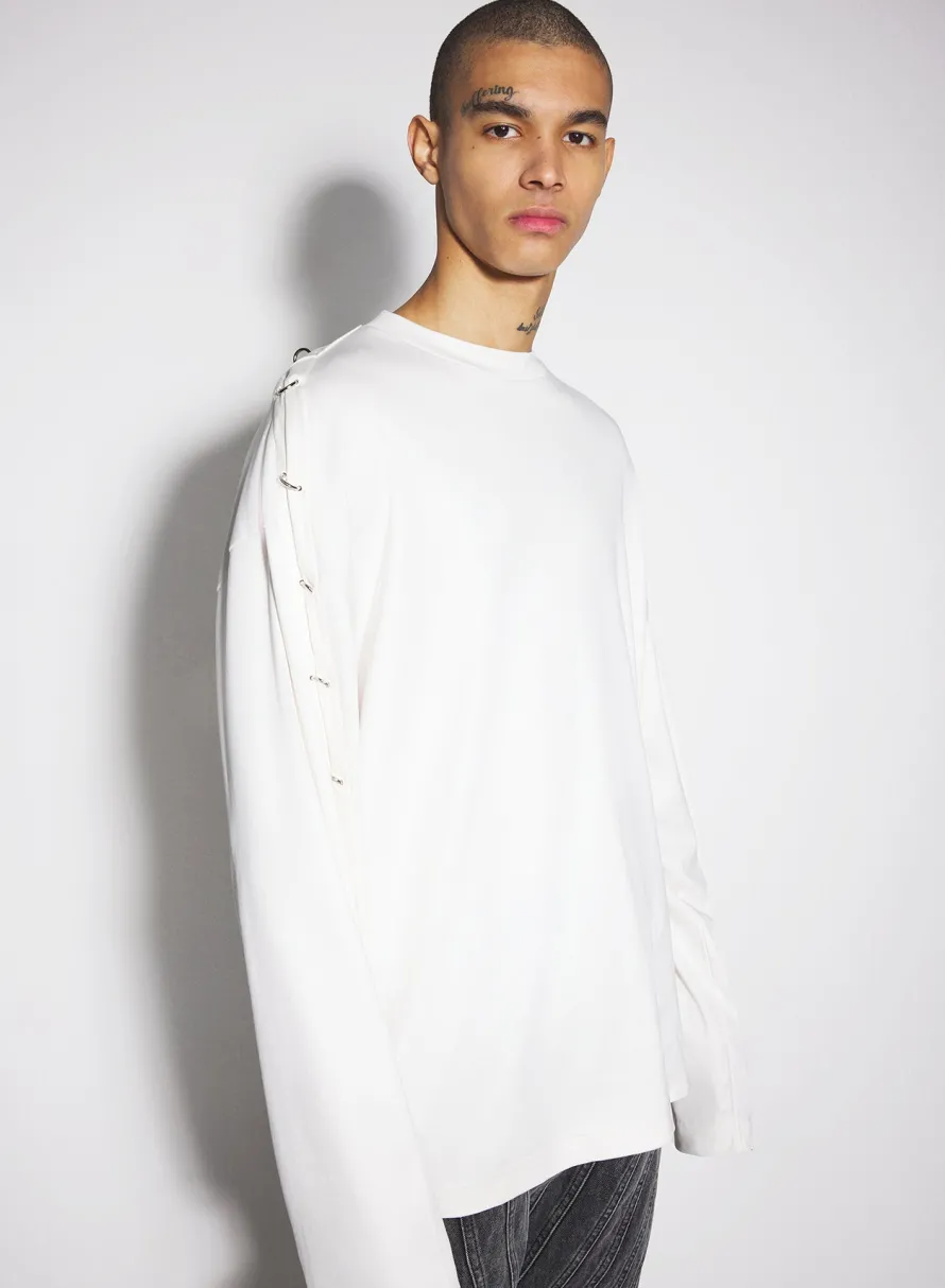 Women MUGLER white pierced T-shirt