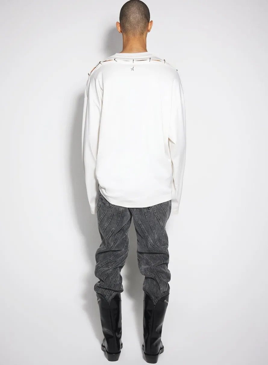Women MUGLER white pierced T-shirt