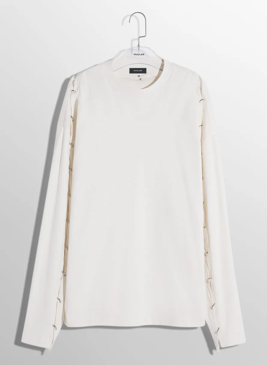 Women MUGLER white pierced T-shirt