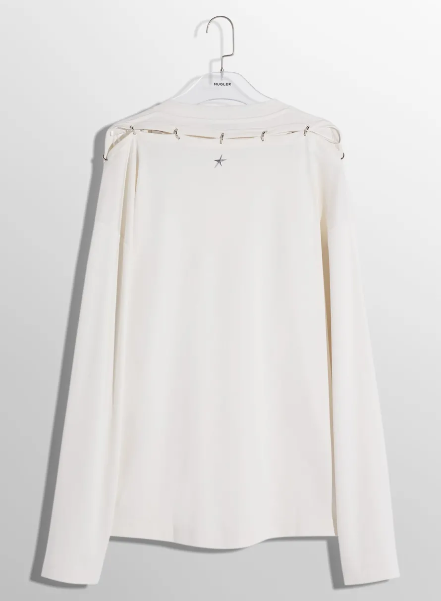 Women MUGLER white pierced T-shirt
