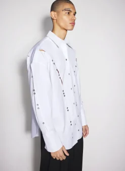 Women MUGLER white poplin button shirt