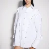 Women MUGLER white poplin button shirt