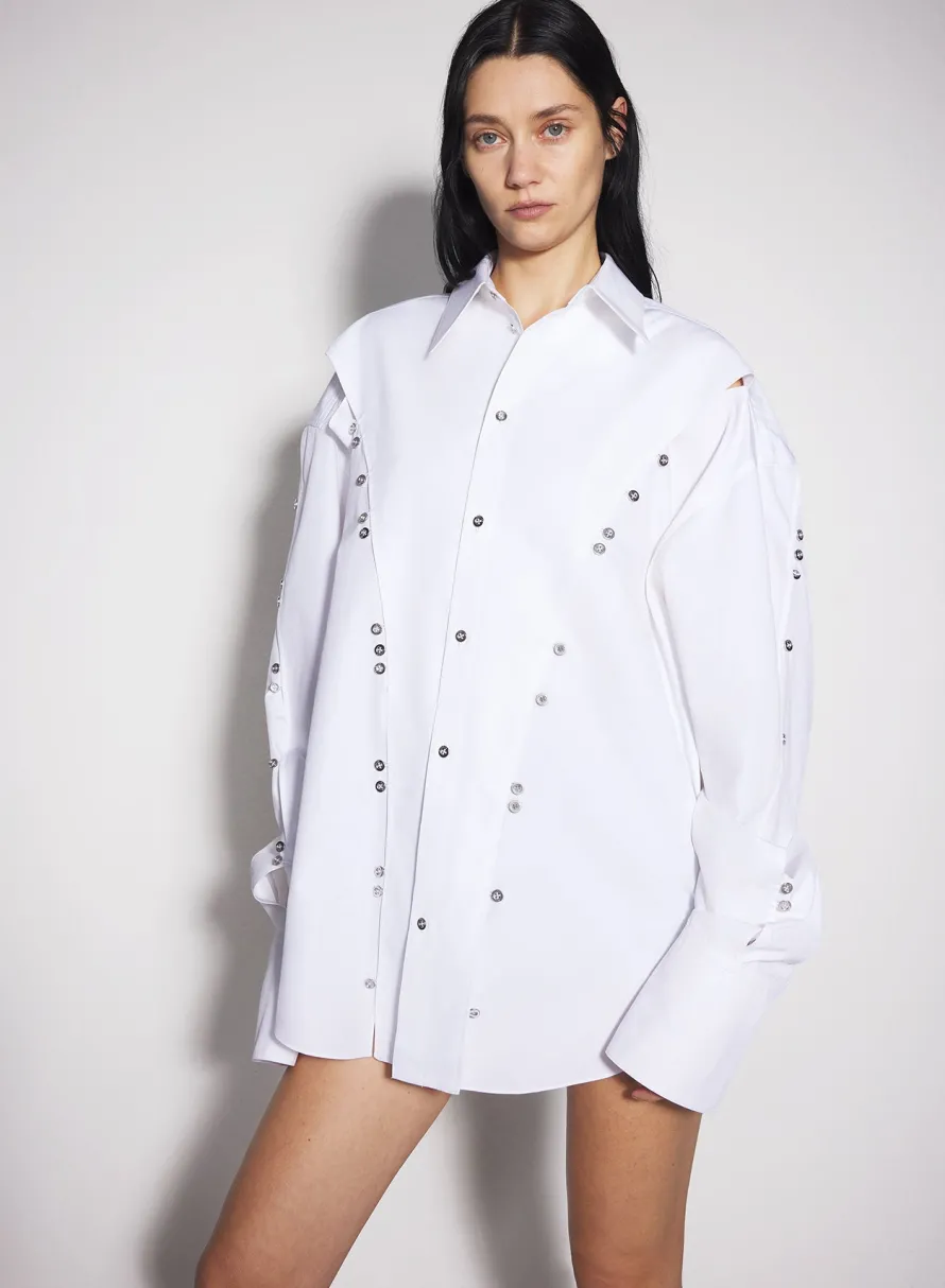 Women MUGLER white poplin button shirt