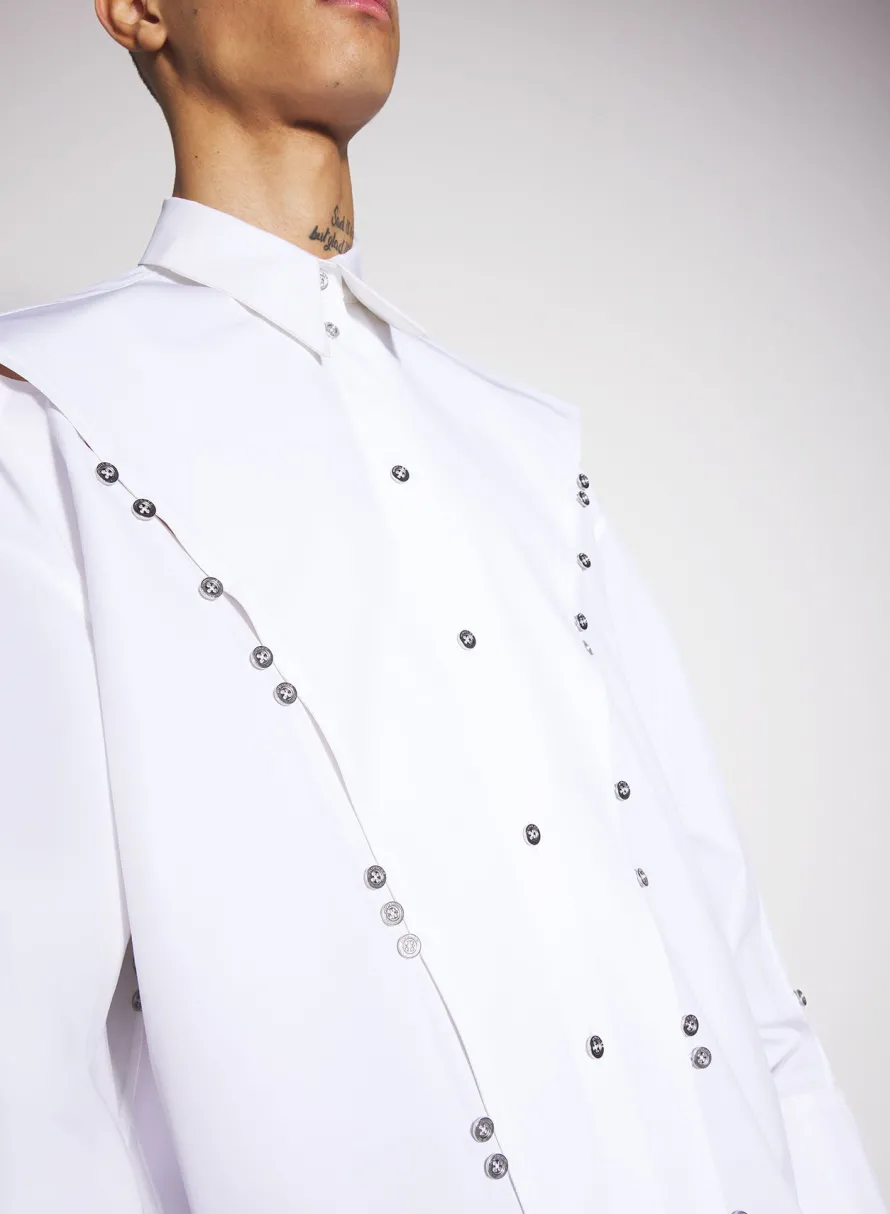 Women MUGLER white poplin button shirt