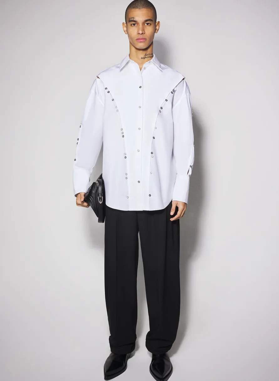 Women MUGLER white poplin button shirt