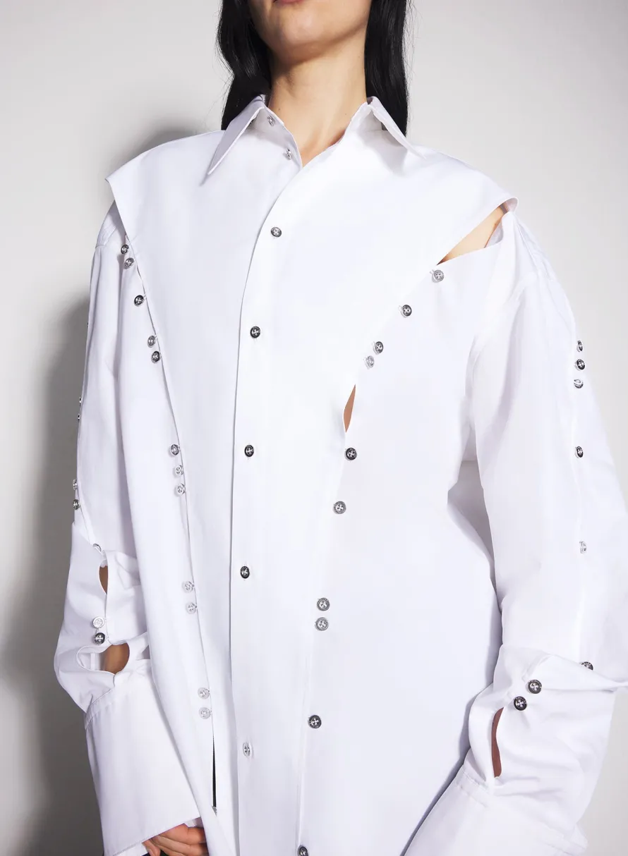 Women MUGLER white poplin button shirt