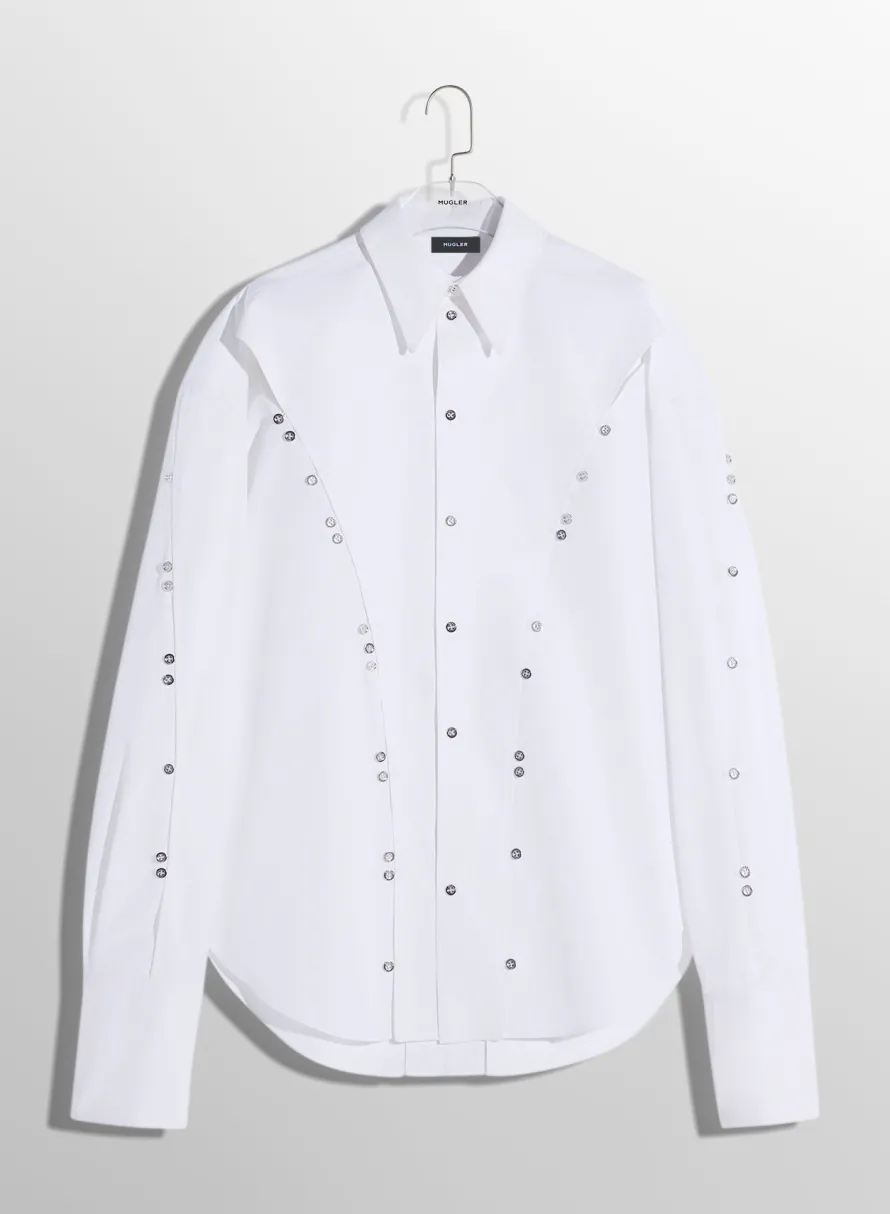 Women MUGLER white poplin button shirt