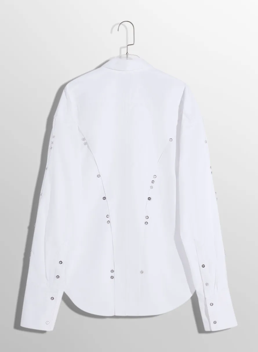 Women MUGLER white poplin button shirt
