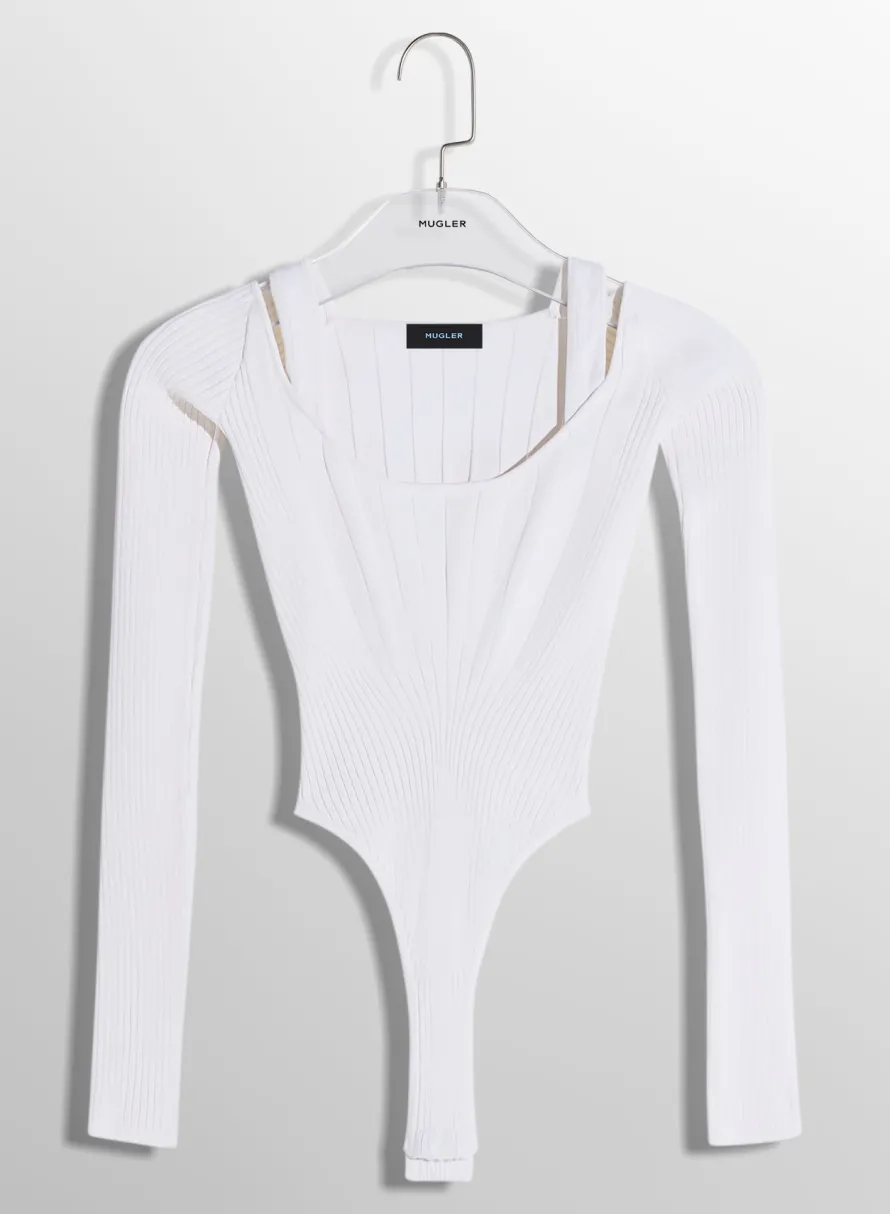 Women MUGLER white sculpting knit bodysuit