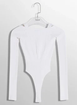 Women MUGLER white sculpting knit bodysuit