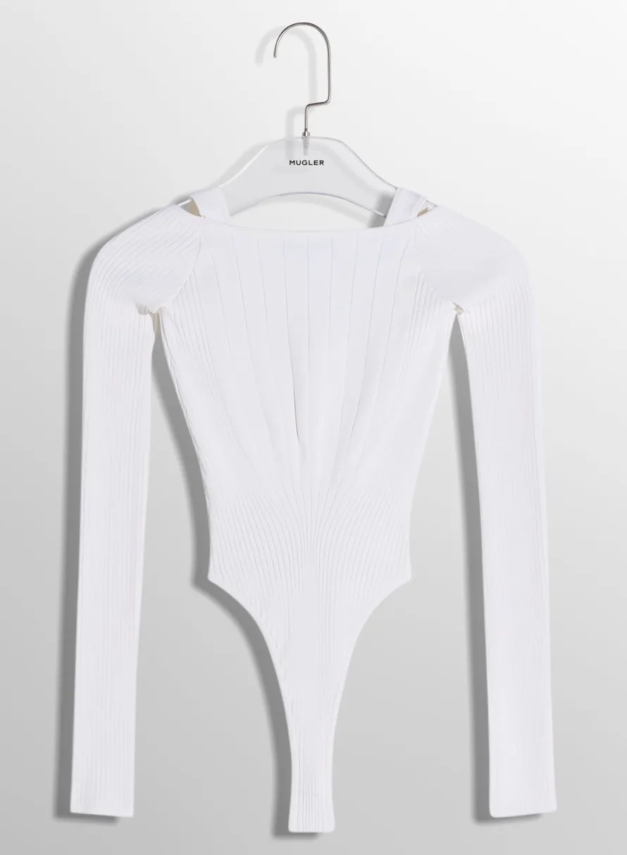 Women MUGLER white sculpting knit bodysuit