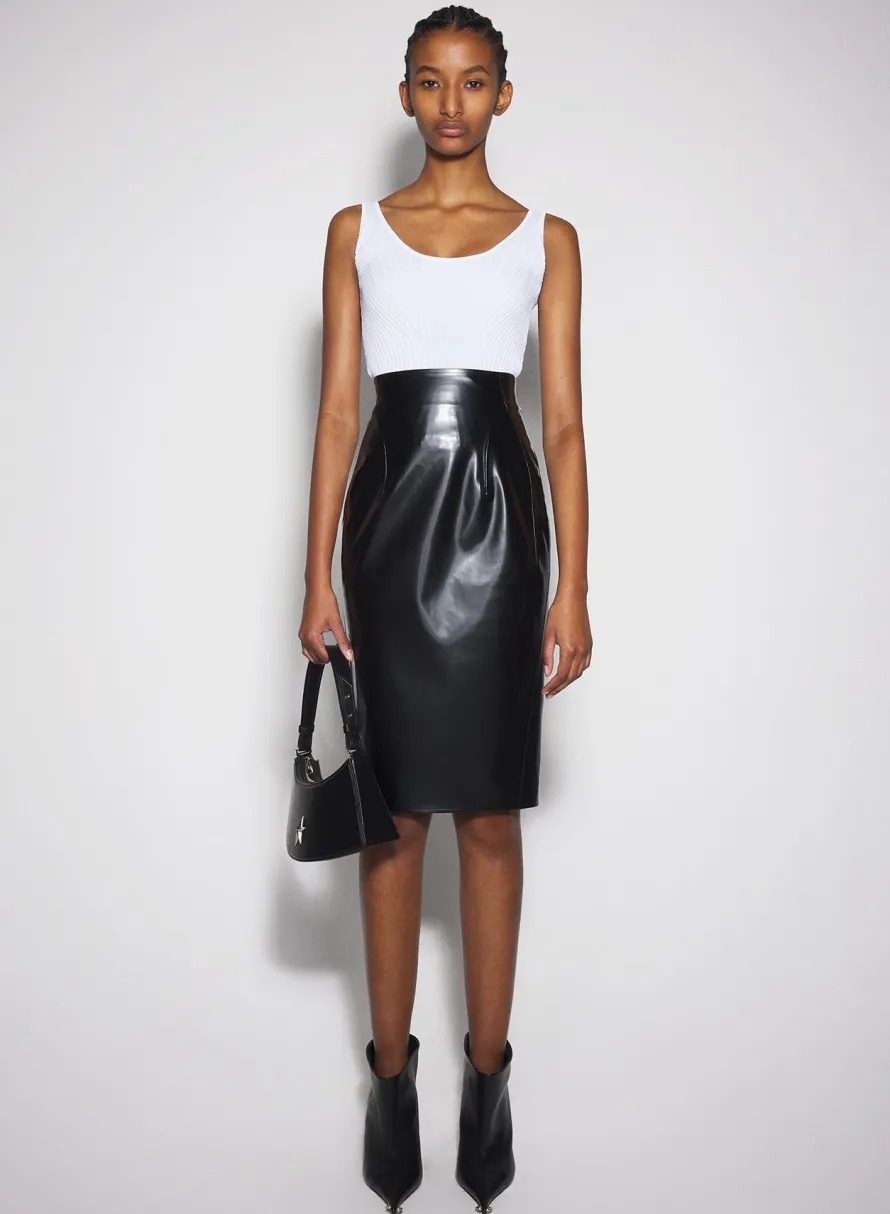 Women MUGLER white sculpting knit tank top