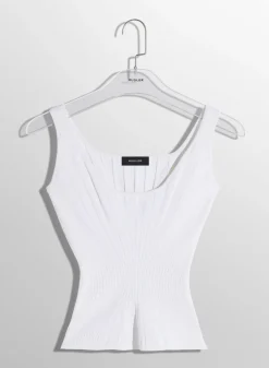 Women MUGLER white sculpting knit tank top