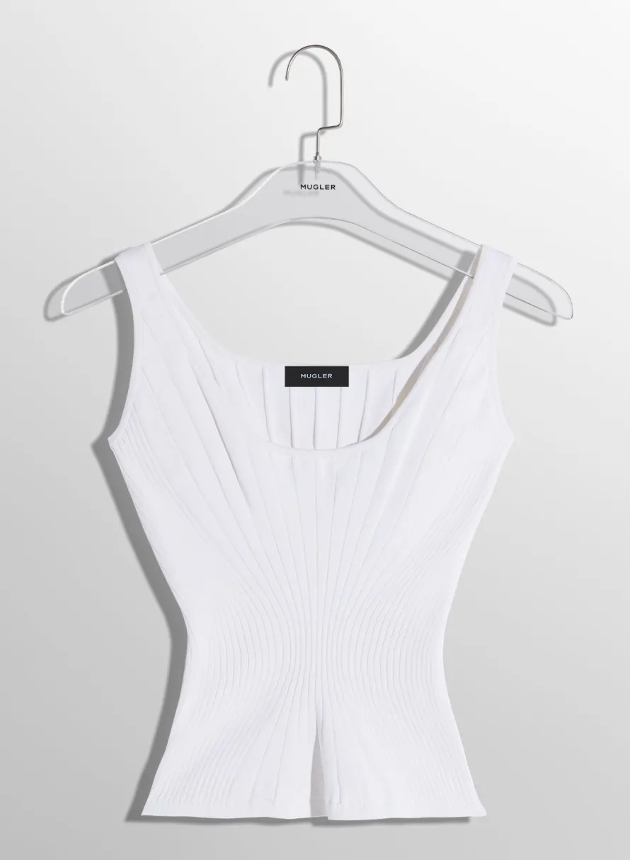 Women MUGLER white sculpting knit tank top