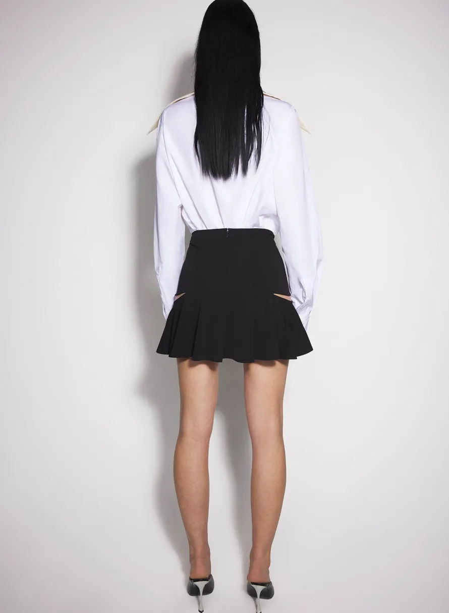 Women MUGLER white spiky satin collar bodysuit