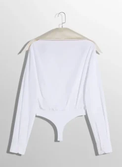 Women MUGLER white spiky satin collar bodysuit